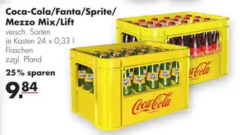 Handelshof Coca Cola, Fanta, Sprite, Mezzo Mix oder Lift 24x0,33L Angebot