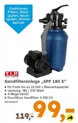 Globus Baumarkt T.I.P Sandfilteranlage „SPF 180 E❝ Angebot