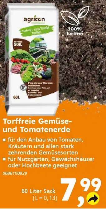 Globus Baumarkt agricon Torffreie Gemüse- und Tomatenerde Angebot