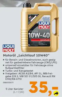 Globus Baumarkt LIQUI MOLY Motoröl „Leichtlauf 10W40" Angebot