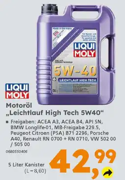 Globus Baumarkt LIQUI MOLY Motoröl ,,Leichtlauf High Tech 5W40" Angebot