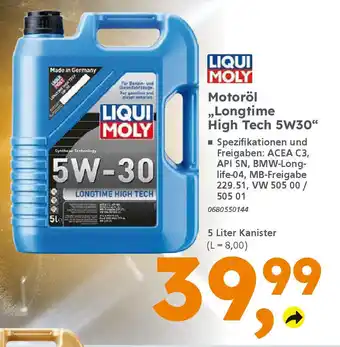 Globus Baumarkt LIQUI MOLY Motoröl ,,Longtime High Tech 5W30" Angebot