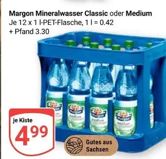 Globus Margon mineralwasser classic oder medium Angebot