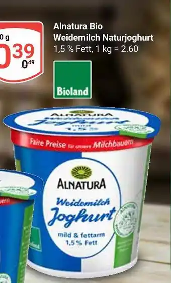 Globus Alnatura weidemilch naturjoghurt Angebot