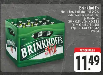 Edeka Brinkhoff's no. 1 alkoholfrei 0,0% oder radler naturtrüb Angebot