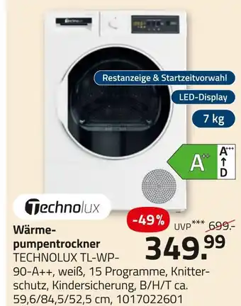 ROLLER Technolux wärmepumpentrockner tl-wp-90 Angebot