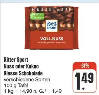 nah & gut Ritter sport nuss oder kakao klasse schokolade Angebot