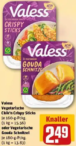 REWE Valess Vegetarische Chik'n Crispy Sticks oder Vegetarische Gouda Schnitzel Angebot