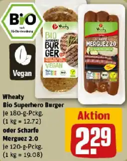 REWE Wheaty Bio Superhero Burger oder Scharfe Merguez 2.0 Angebot