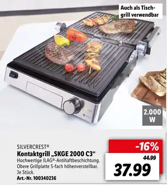 Lidl Silvercrest Kontaktgrill SKGE 2000 C3 Angebot