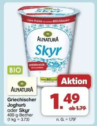 Famila Nord Ost Alnatura Griechischer Joghurt oder Skyr Angebot