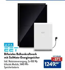 Aldi Nord Bifaziales Balkonkraftwerk mit SolMate-Energiespeicher Angebot