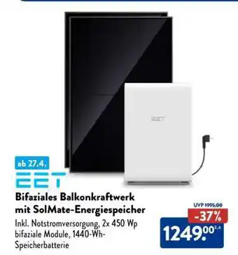 Aldi Nord Bifaziales Balkonkraftwerk mit SolMate-Energiespeicher Angebot