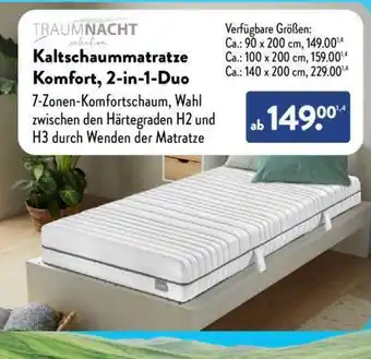 Aldi Nord Kaltschaummatratze Komfort 2-in-1-Duo Angebot