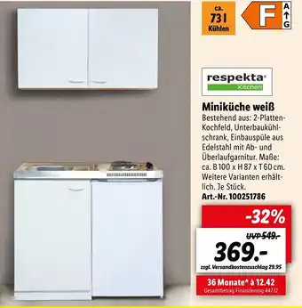 Lidl Respekta Miniküche weiß Angebot