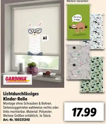 Lidl Gardinia Lichtdurchlässiges Kinder Rollo Angebot