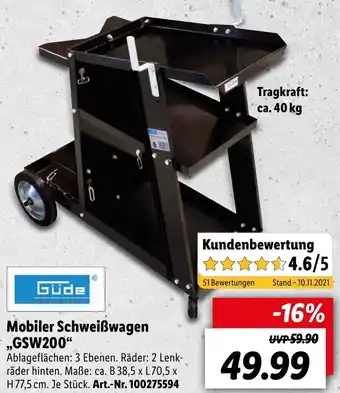 Lidl Güde Mobiler Schweißwage GSW200 Angebot