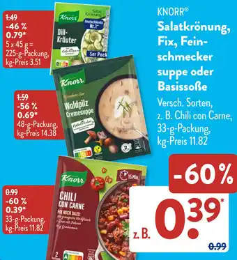 Aldi Süd Knorr Salatkrönung, Fix, Feinschmecker suppe oder Basissoẞe Angebot