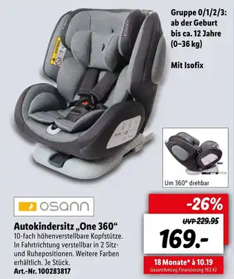 Lidl Osann Autokindersitz One 360 Angebot