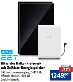 Aldi Süd EET Bifaziales Balkonkraftwerk mit SolMate-Energiespeicher Angebot