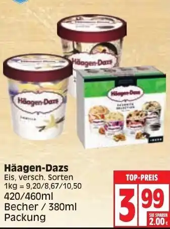 Edeka Häagen Dazs Eis 420/460ml Becher/380ml Packung Angebot