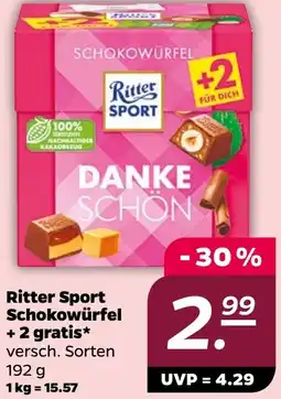 NETTO Ritter Sport Schokowürfel +2 gratis Angebot