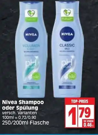 Edeka Nivea Shampoo oder Spülung 200-250ml Angebot