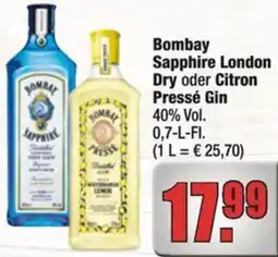 Profi Getränke Bombay Sapphire London Dry oder Citron Pressé Gin Angebot