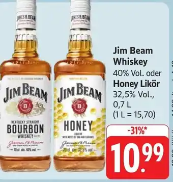 Edeka Jim Beam Whiskey oder Honey Likör Angebot
