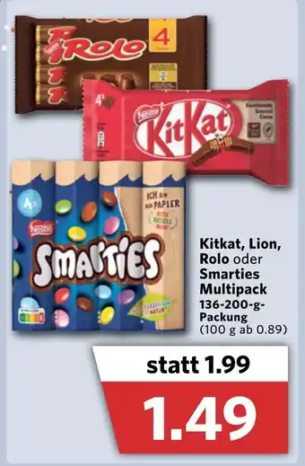 Combi Kitkat, Lion, Rolo oder Smarties Multipack 136-200g Angebot