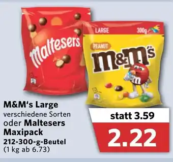 Combi M&M's Large oder Maltesers Maxipack 212-300g Beutel Angebot