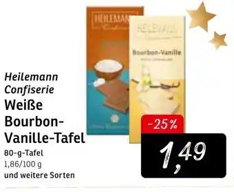 KONSUM Heilemann Confiserie Weiße Bourbon Vanille Tafel 80g Angebot