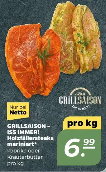 NETTO Grillsaison holzfällersteaks mariniert Angebot