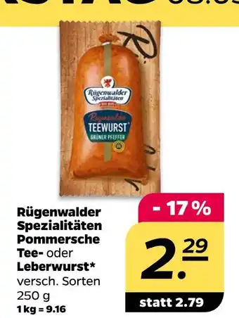 NETTO Rügenwalder spezialitäten tee- oder leberwurst Angebot