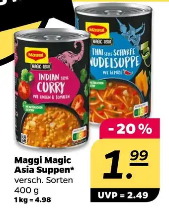 NETTO Maggi indian style curry oder thai style scharfe nudelsuppe Angebot