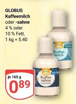 Globus Globus kaffeemilch oder -sahne Angebot
