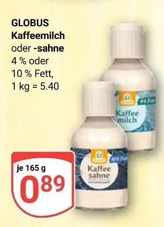 Globus Globus kaffeemilch oder -sahne Angebot