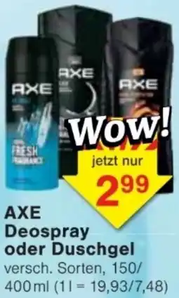Jawoll AXE Deospray oder Duschgel Angebot
