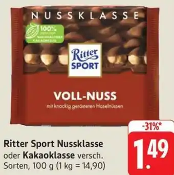 Schmidt's Märkte Ritter Sport Nussklasse oder Kakaoklasse Angebot