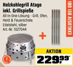 OBI Holzkohlegrill Atago inkl. Grillspieße Angebot