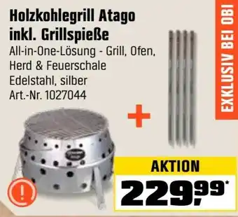 OBI Holzkohlegrill Atago inkl. Grillspieße Angebot