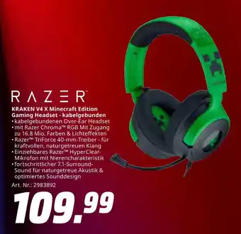 MediaMarkt Razer kraken v4 x minecraft edition gaming headset - kabelgebunden Angebot