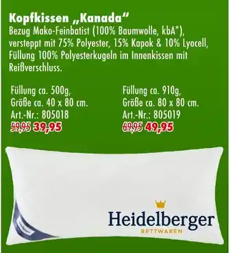 Möbel Mahler Heidelberger kopfkissen „kanada“ Angebot