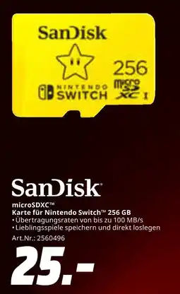 MediaMarkt Sandisk microsdxc karte für nintendo switch 256 gb Angebot
