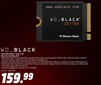 MediaMarkt Western digital sn770m nvme ssd 2 tb Angebot