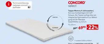 Matratzen Concord Concord topper memory 4-jahreszeiten Angebot