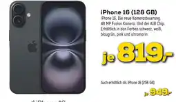 Euronics Apple iphone 16 (128 gb) oder iphone 16 (256 gb) Angebot