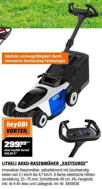 OBI Litheli akku-rasenmäher „easysurge“ Angebot
