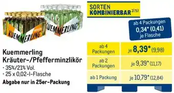 METRO Kuemmerling Kräuter-/Pfefferminzlikör Angebot