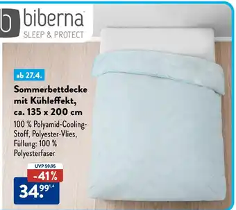 Aldi Nord Biberna sommerbettdecke mit kühleffekt, ca. 135 x 200 cm Angebot